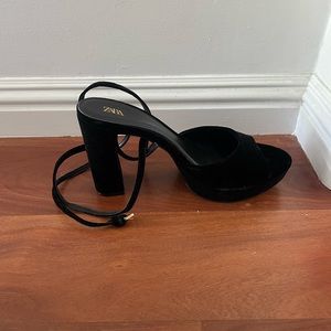 Zara Velvet Platform Heels